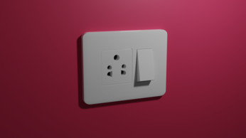Blender render of a wall socket and switch